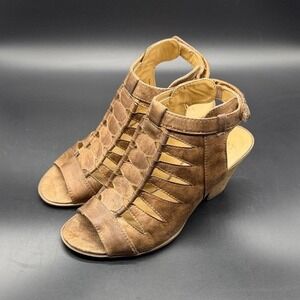 Naturalizer Talan Womens Bronze Caged Gladiator Block Heel Sandals Size 8M